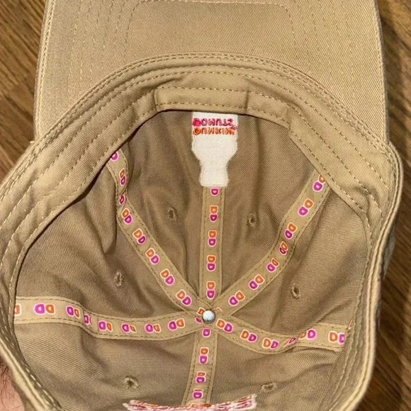 dunkin’ donuts DD logo coffee ball cap hat khaki color adjustable baseball cap - Picture 9 of 10